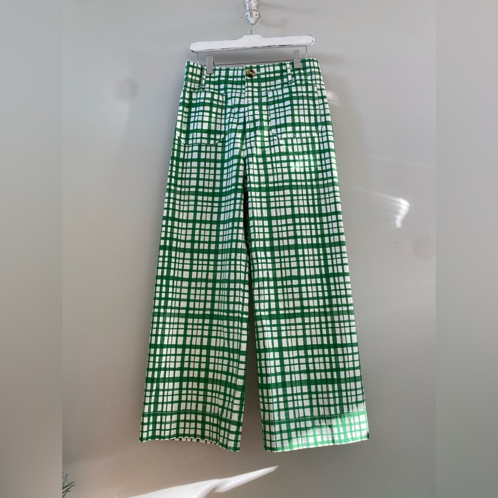 Anthropologie Maeve Colette Green Checkered Pants